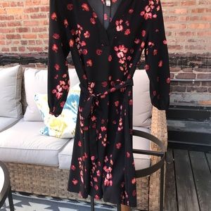 Floral tie waist dress